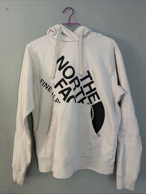 The North Face Off-White Pullover Hoodie with Black Logo